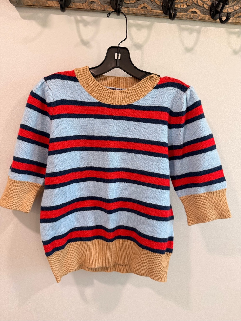 THML Light Blue Sweater with Red, Navy & Tan Trim